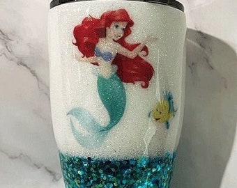Personalized Disney Princess- Ariel 20 or 30 ounce Glitter Tumbler