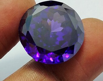 Natural Blue Zircon Gemstone: Round Cut, Cambodia Origin (20X20X10 MM)