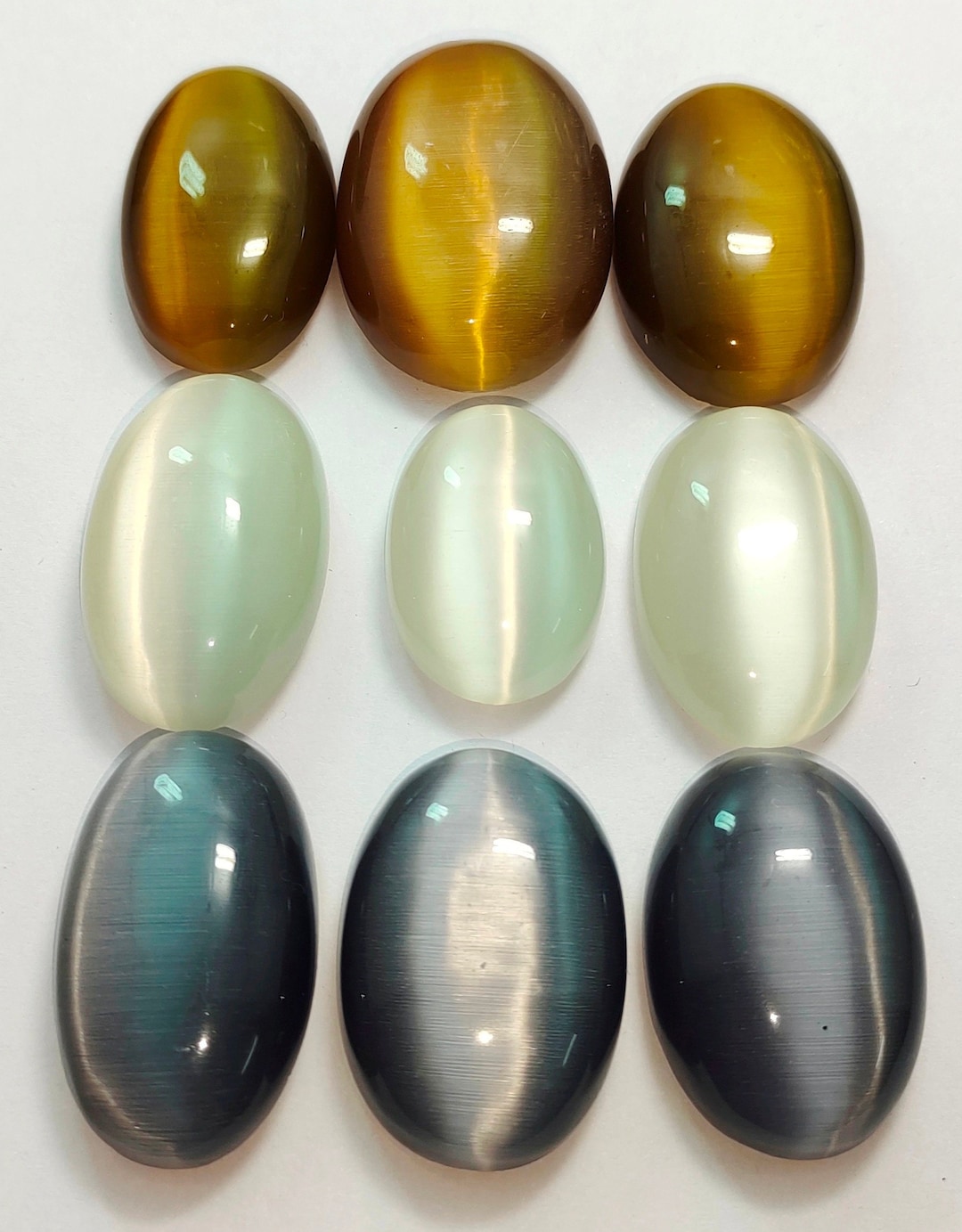 Natural Cats Eye Multi Color Oval Shape Cabochon Loose Gemstone Genuine ...