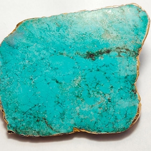 Natürlicher blauer Türkis unbehandelte, nicht erhitzte, vergoldete Platte, Rohedelstein