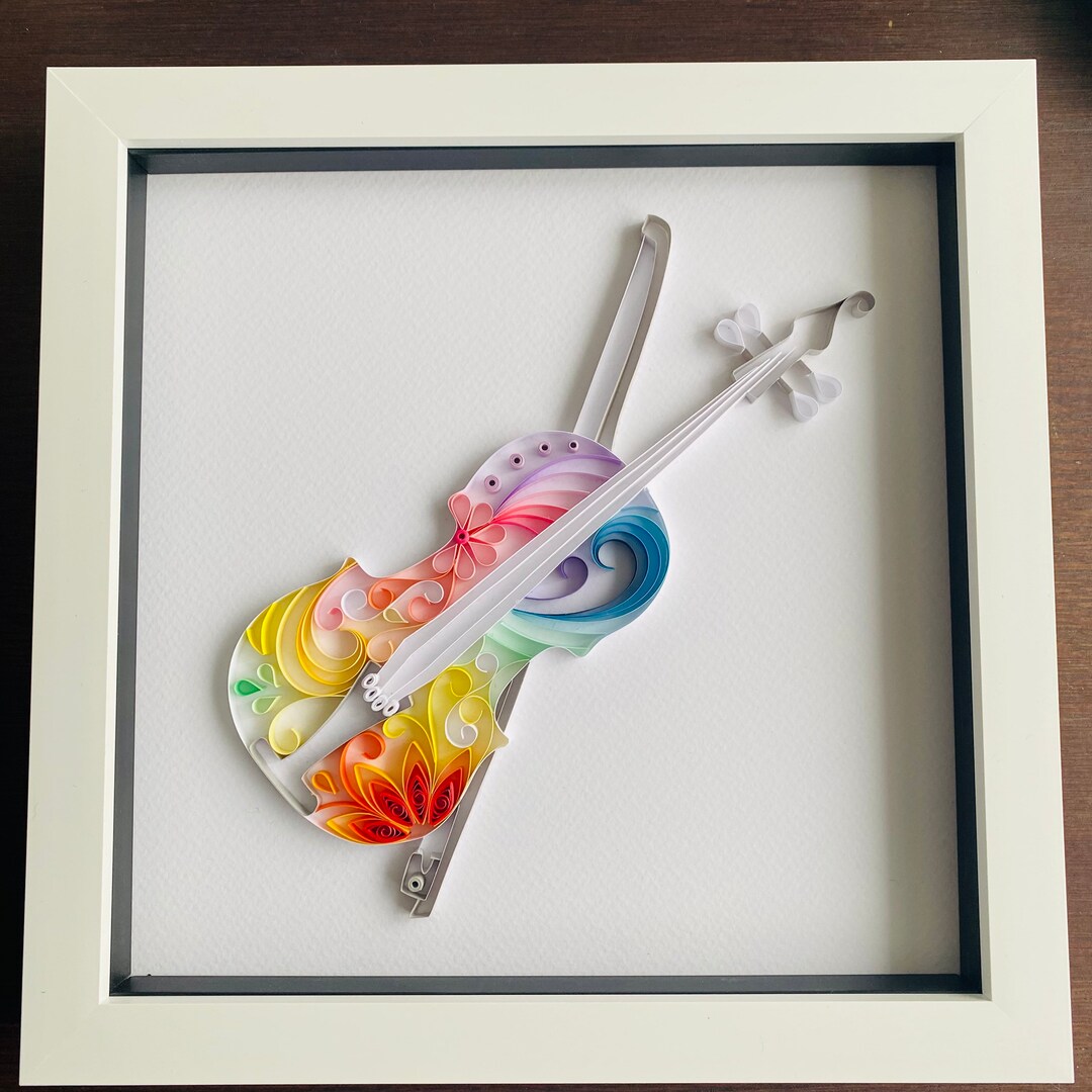 Rainbow Violin Quilling Art: Framed Music Lover Gift - Etsy