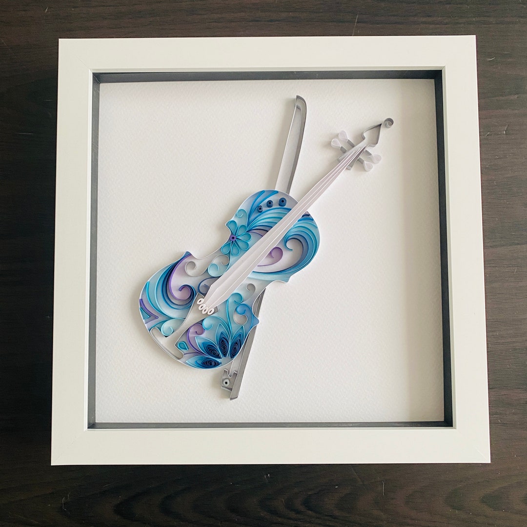 Rainbow Violin Quilling Art in White Box Frame New Baby Etsy