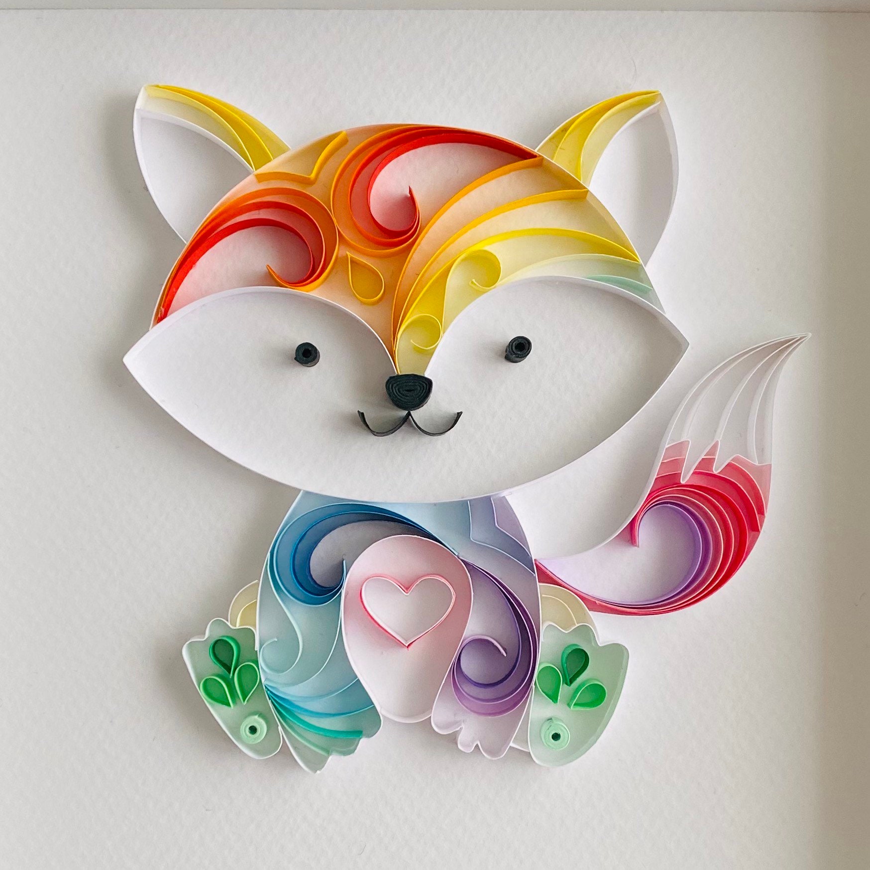 Quilled Rainbow Fox Handmade Quilling Art Nursery Decor Etsy UK
