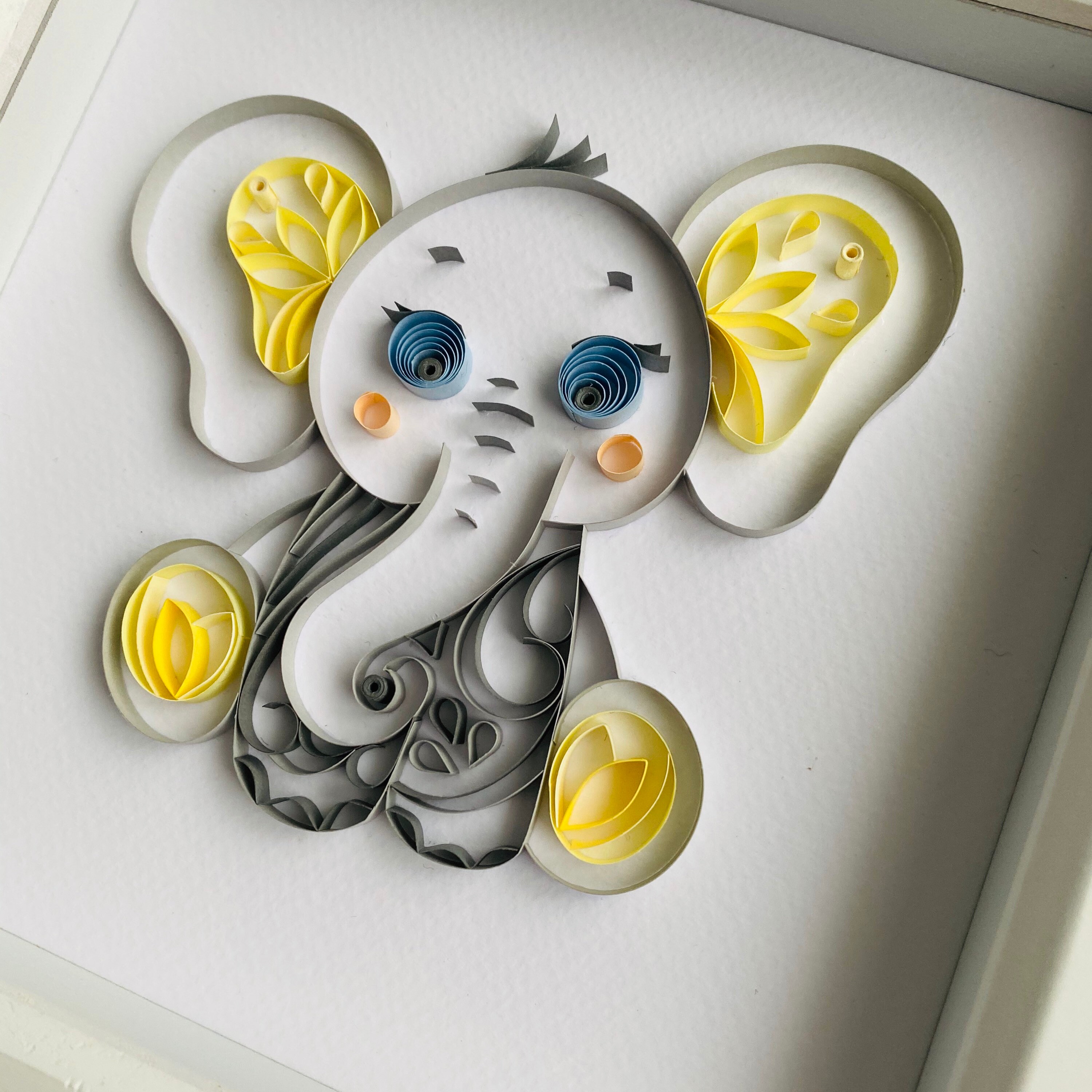 Quilled Baby Elephant in a frame great nursery bedroom wall Etsy