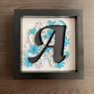Floral Quilling Art Letter Box Frame - Personalized Nursery Decor