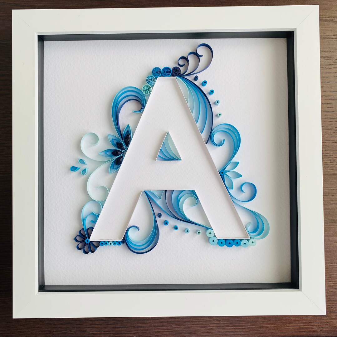 Letter Outline Edged Quilling Art Box Frame Great Nursery Bedroom Wall