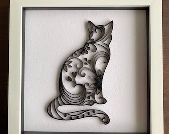 Black Cat Quilling Art: White Box Frame Nursery Decor
