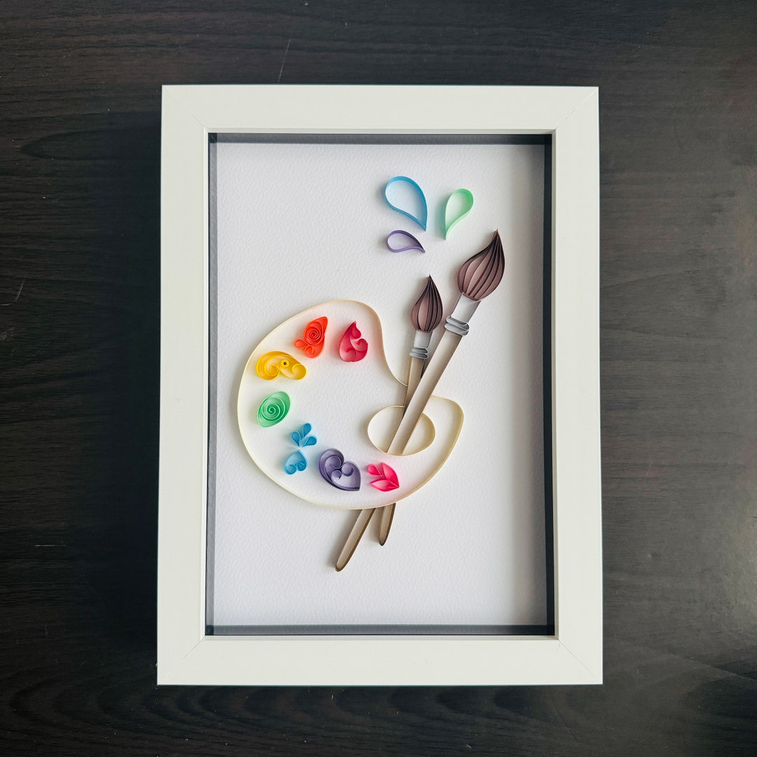 Quilled Paint Palate and Paint Brush Art Teacher Gift Painters and