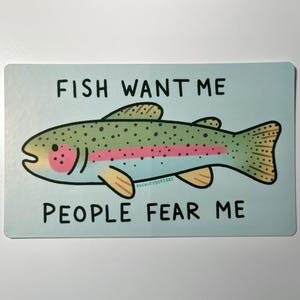 Fish Want Me Bumper Sticker // Funny fish bumper sticker for car or bike