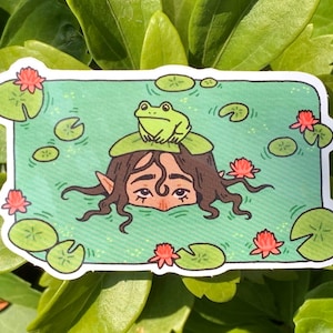 Unerwarteter Besucher Vinyl Aufkleber // Wetterfester Aufkleber für Auto Aufkleber für Wasserflasche Aufkleber für Laptop Aufkleber Frog Toad Art