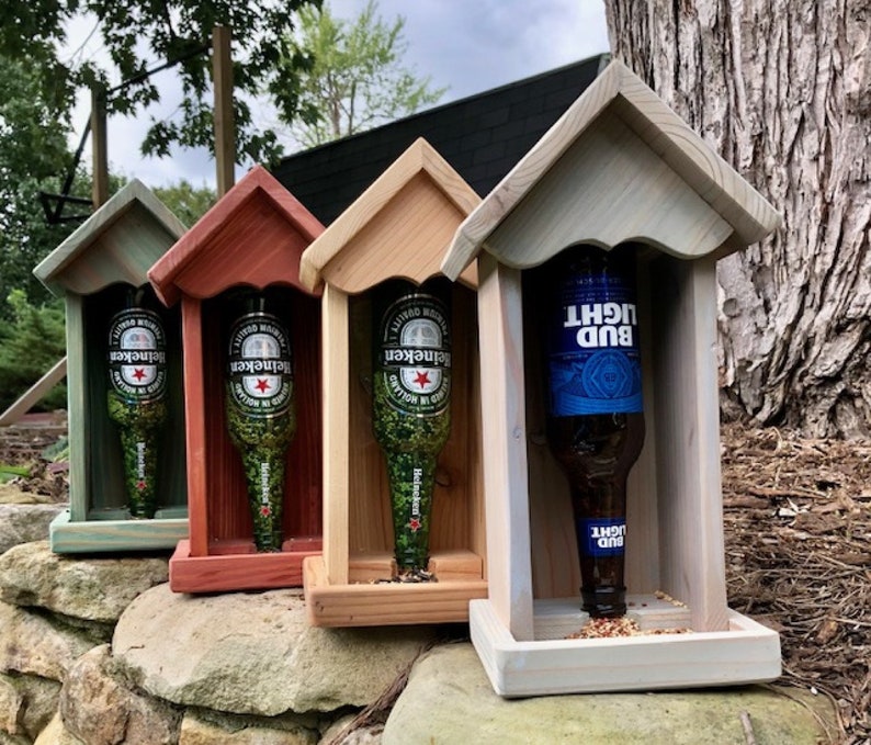 Beer Bottle Bird Feeder Etsy
