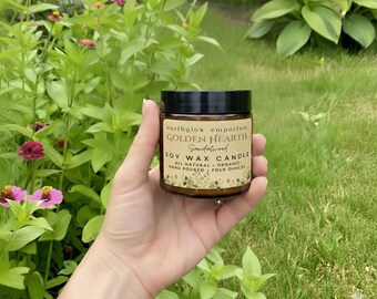 Velas ~ SOJA ~ Hechas a mano ~ Golden Hearth (Sándalo)