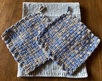 Hand Made Potholder and Tea Towel Gift Set (baker gift)