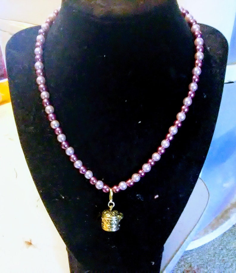 Perfect for Your Next Gift Giving Occasion Purple Glass Pearl Prayer Box  Strung Necklace with a n extender chain Get it Today!