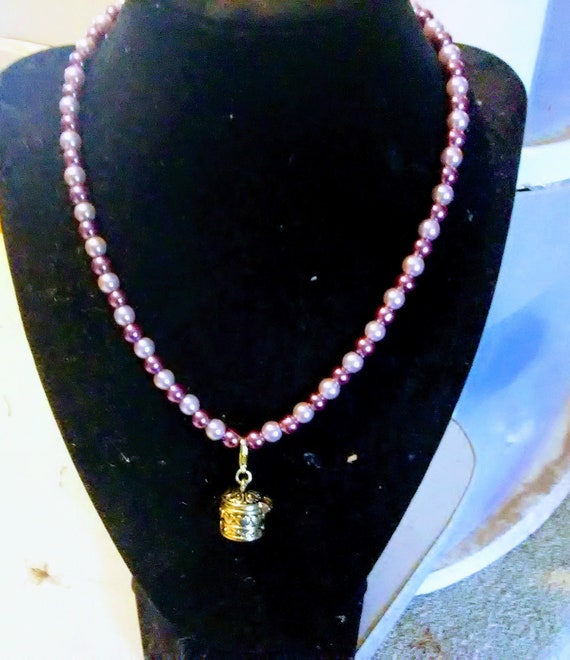 Perfect for Your Next Gift Giving Occasion Purple Glass Pearl Prayer Box Strung Necklace with a n extender chain Get it Today!
