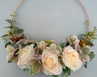 Flower hoop. Bridesmaid hoop, baby shower decor, wedding flower hoop, wedding hoop, faux flower hoop, nursery decor