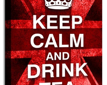 UNION JACK Wall Art Picture Keep Calm Drink Tea Canvas Picture Print SET 1 