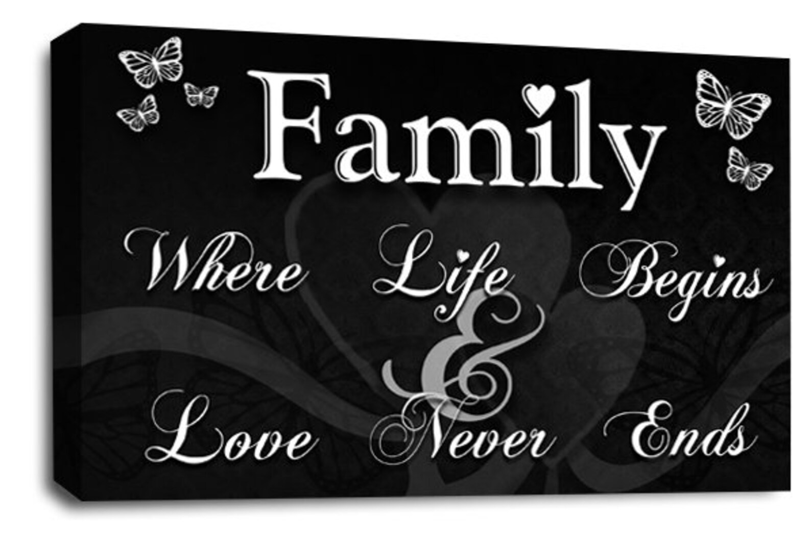 Family Quote Wall Art Black White Love Heart Framed Canvas Etsy UK