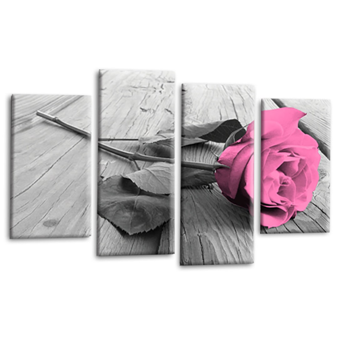 Floral Wall Art Print Pink Rose Flower Framed Canvas Split Picture ...