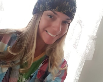 Handmade Crocheted Camo Beanie Hat