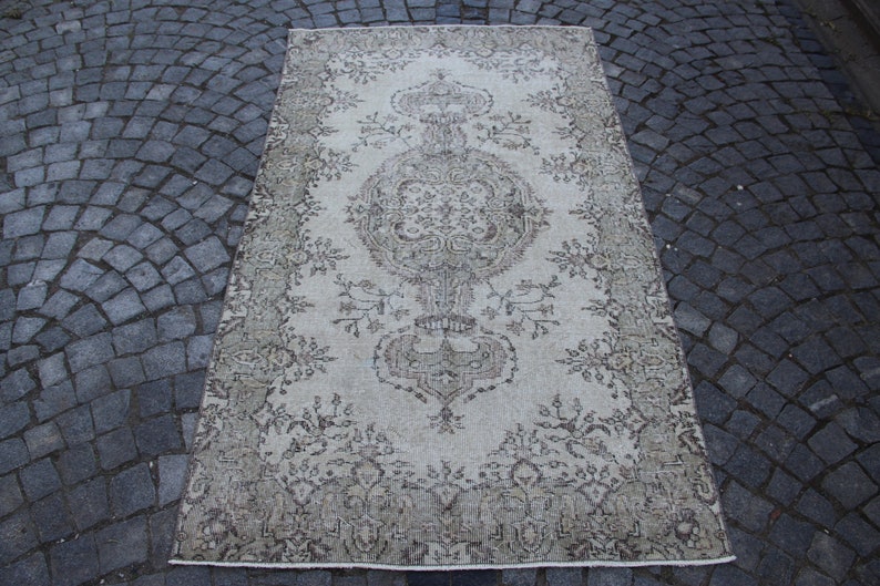 Wool Area Rug 6 9 X 3 Ft 206 115 Cm Antique Vintage Handwoven Anatolian Turkish Fl 10223
