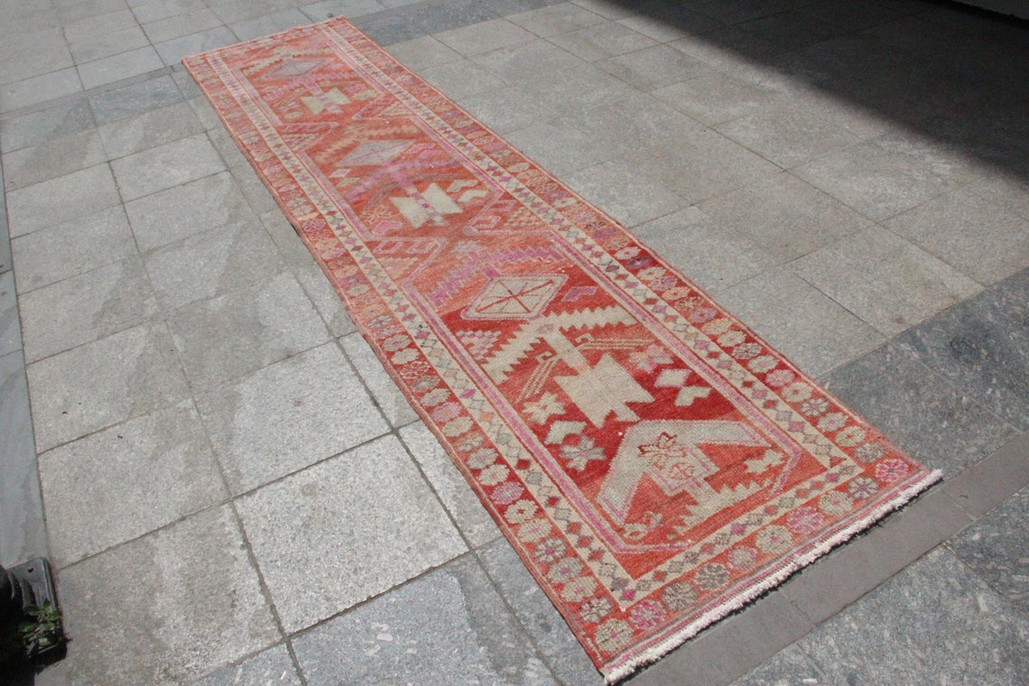 Red Rug Runner 2'9 X 12'4 FT / 85 X 375 CM Vintage Etsy