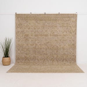 8x10 Beige Turkish Handwoven Rug | Beige Wool Area Rug, Unique Oriental Oushak Carpet, Area Carpet for Home Decor