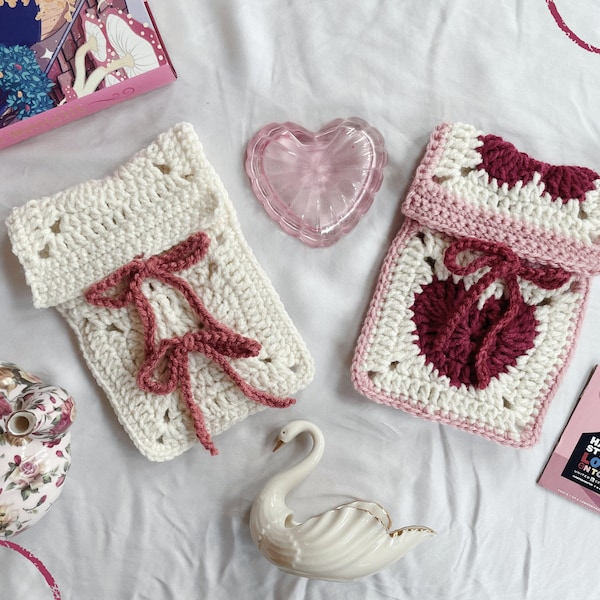 Ribbon & Heart Crochet E-Reader Sleeves