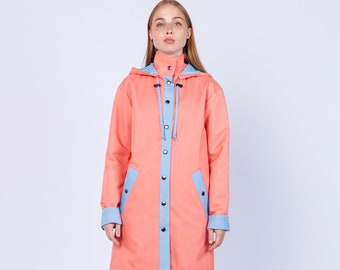 Coral-Blue Fashion Unieke regenjas voor dames ''ANTIGUA" 136/546