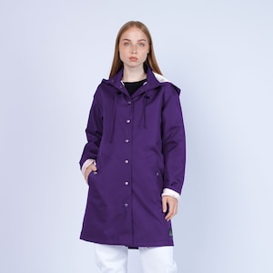 Purple Hooded Waterproof Raincoat: Stylish Women's Rain Coat "GUATEMALA" 689
