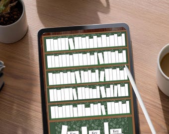 Reading Goal Tracker Bookshelf 100 books Digital PDF Download