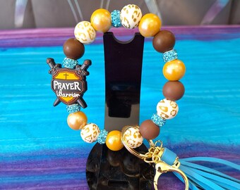Prayer Warrior Silicone Wristlet Keychain, Prayer, Praying, bible, church, gift for, mothers day, church, Mom Wristlets, Gifts For Her