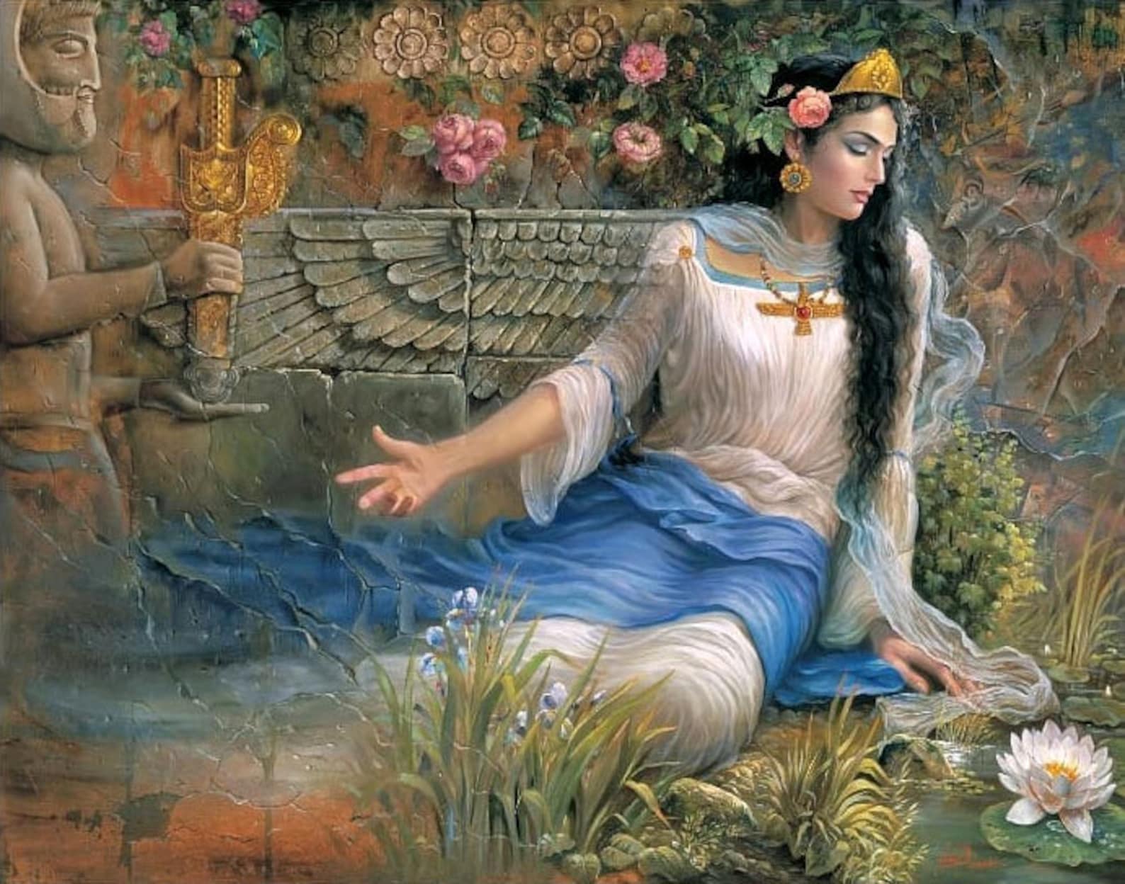 Antique Persian Classical Art Persian Princess Painting Etsy