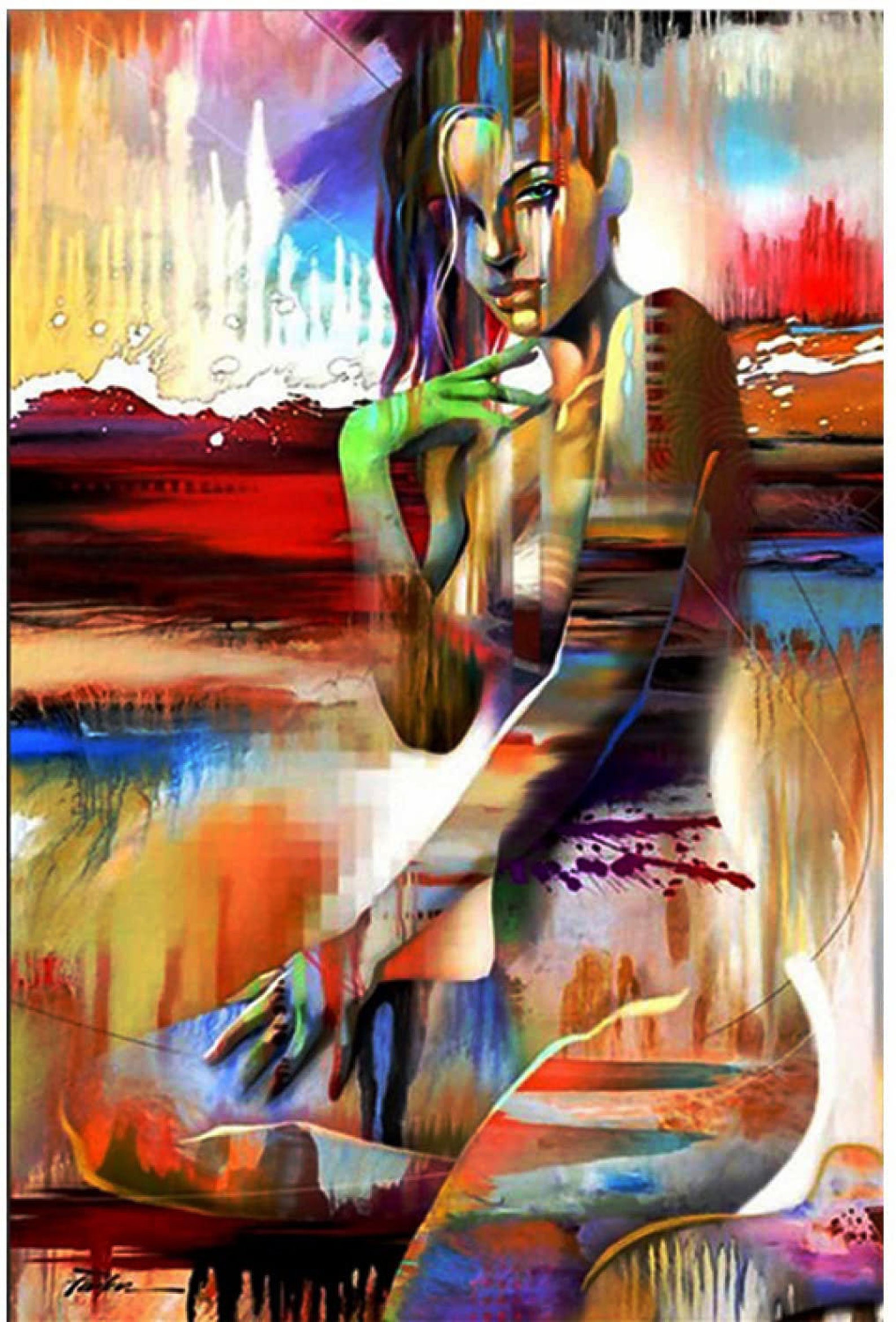 Black Beauty Colorful African Abstract Woman Painting Print Etsy