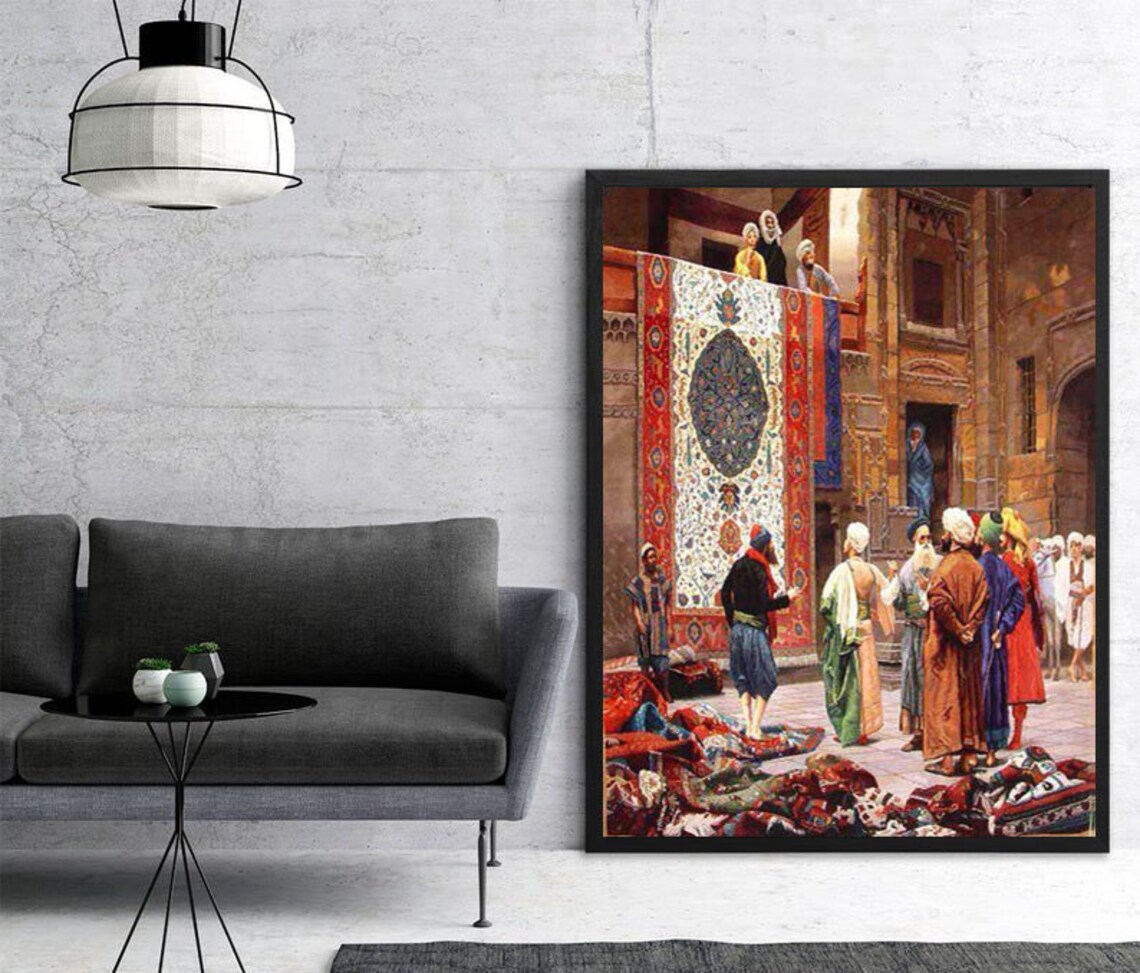 The Carpet Merchant The Rug Market in Cairo Painting Print Etsy