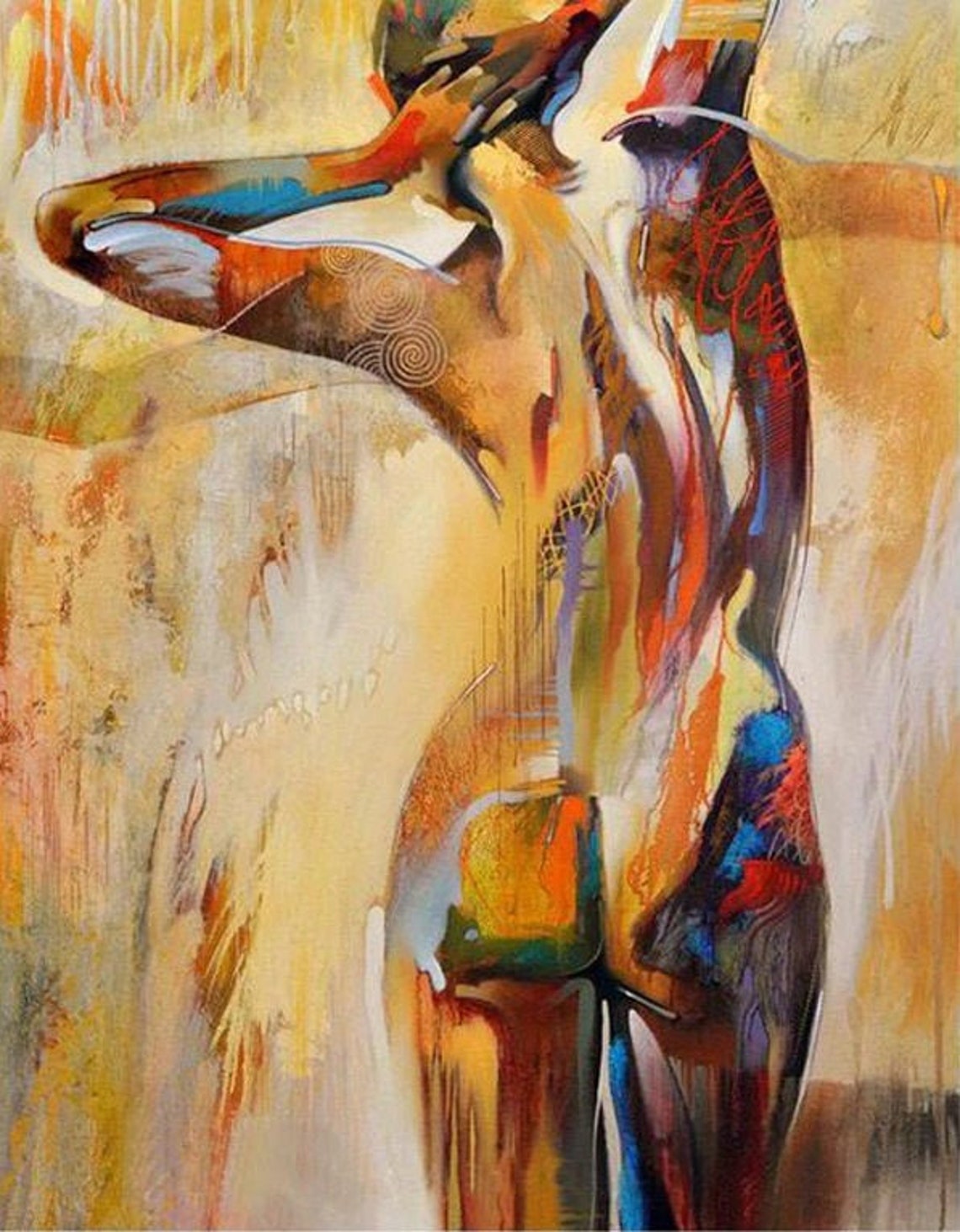 Black Beauty Colorful African Abstract Woman Painting Print Etsy