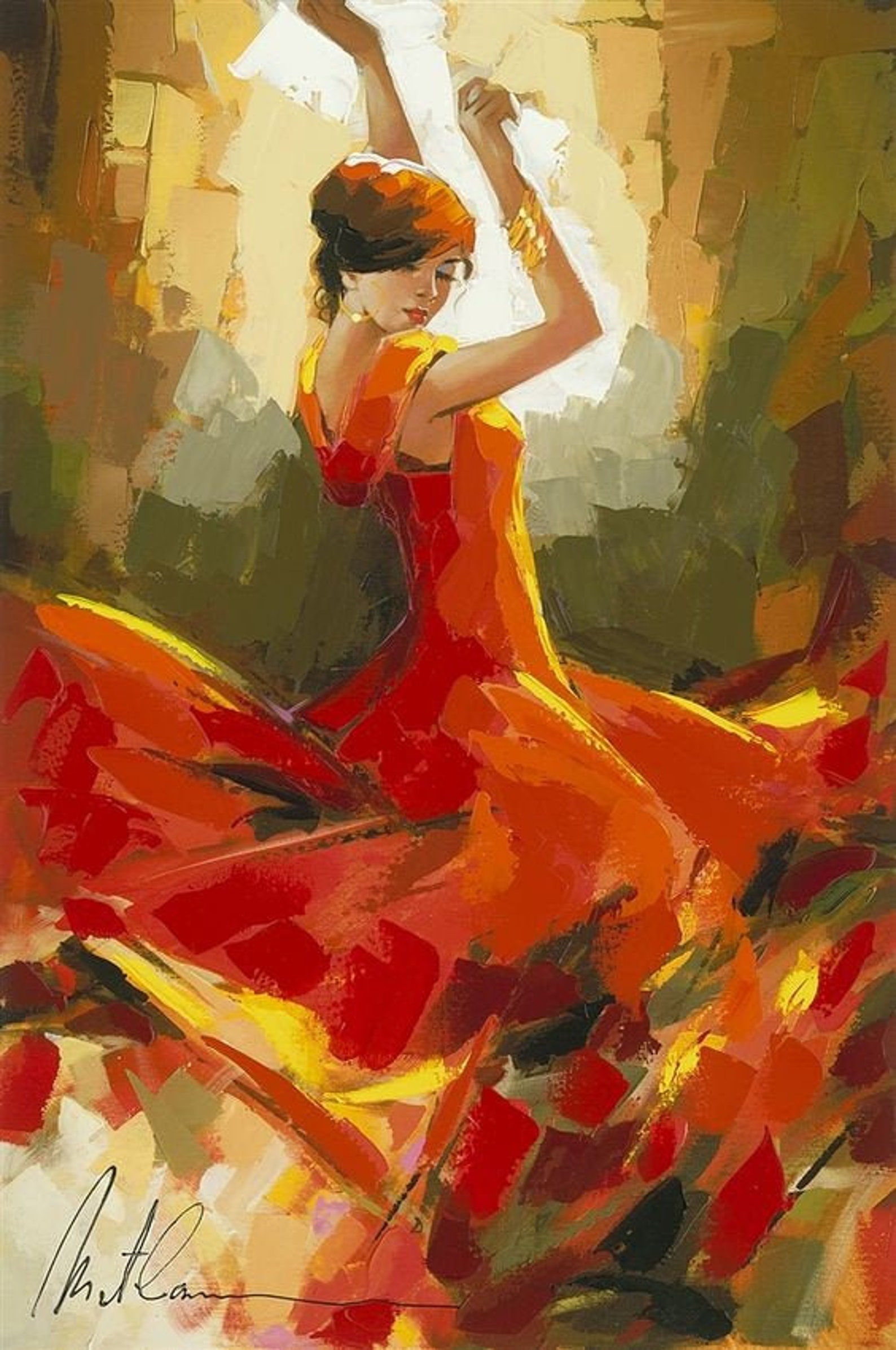 Beautiful Abstract Spanish Flamenco Dancer Colorful Painting Etsy