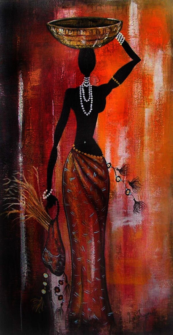 Black Beauty Colorful African Abstract Woman Painting Print Etsy