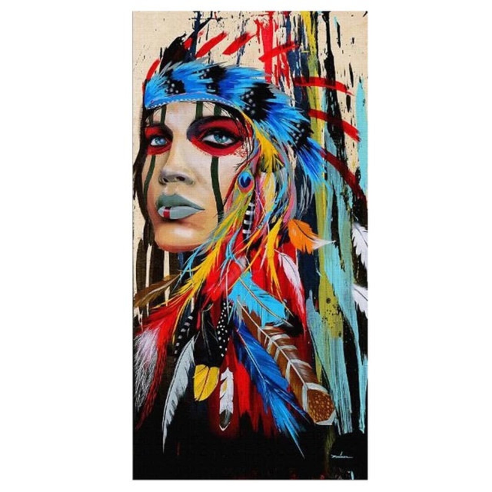 Hermoso abstracto rojo indio colorido pintura impresión Etsy