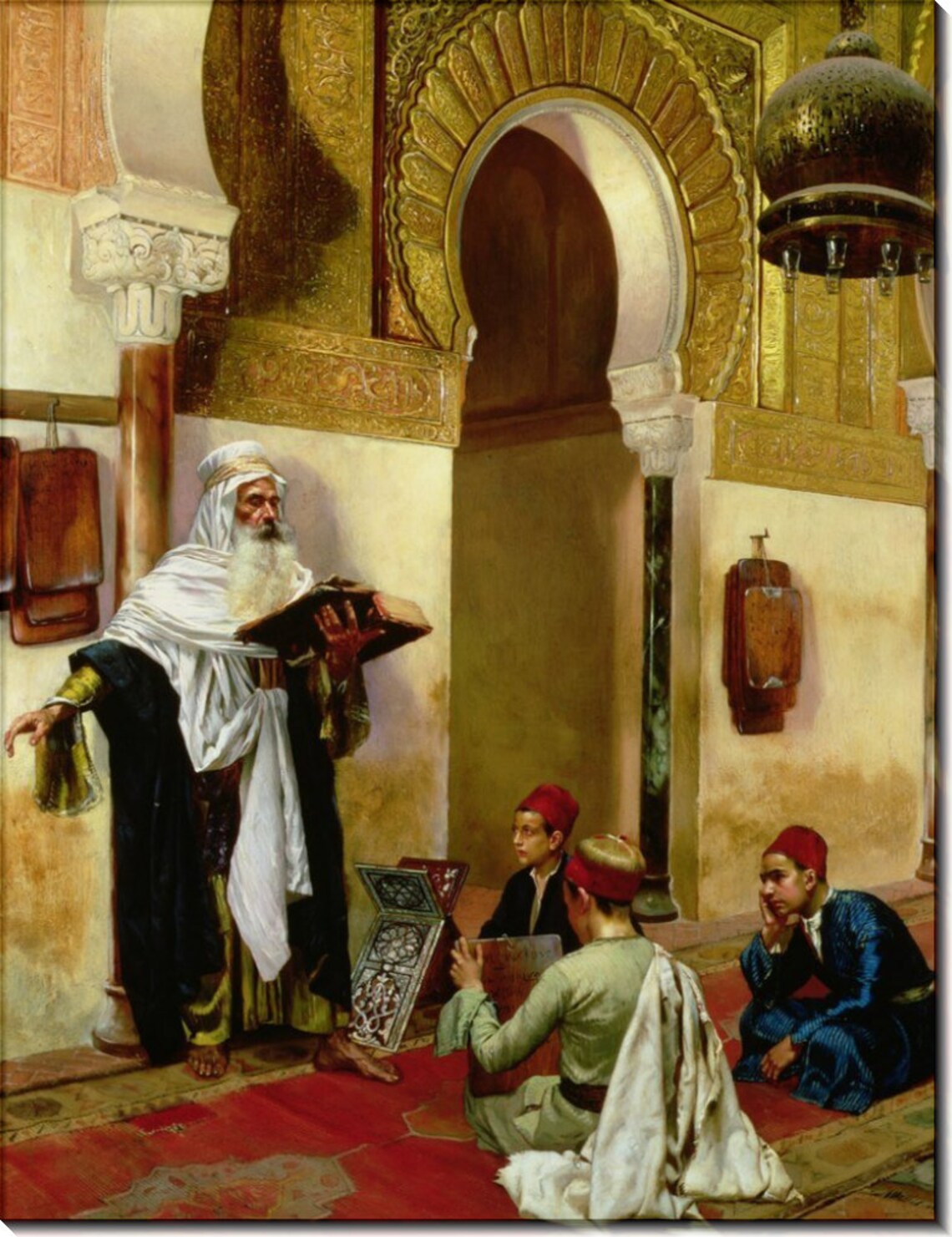 Beautiful Arabic Painting Old Man Teaching Quran in Mosque Etsy