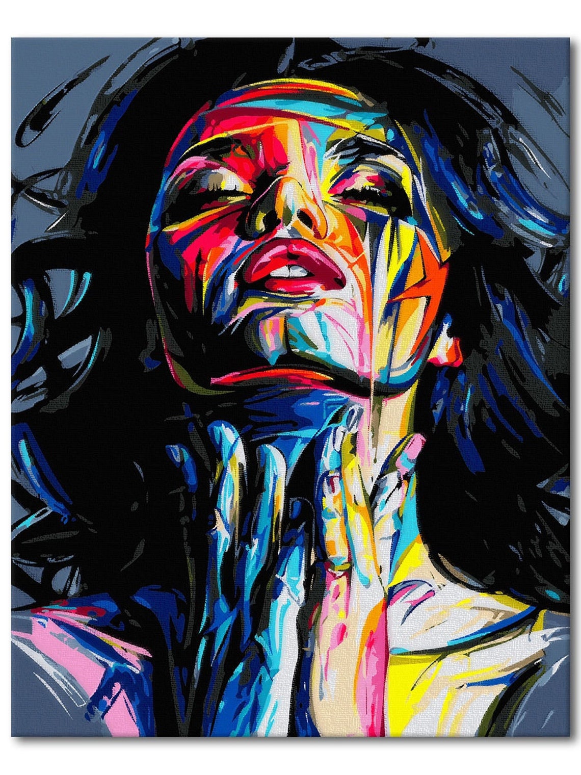Beautiful Abstract Woman Face Graffiti Colorful Painting Print Etsy