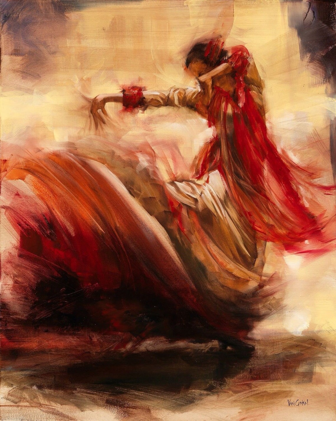 Beautiful Abstract Spanish Flamenco Dancer Colorful Painting Etsy