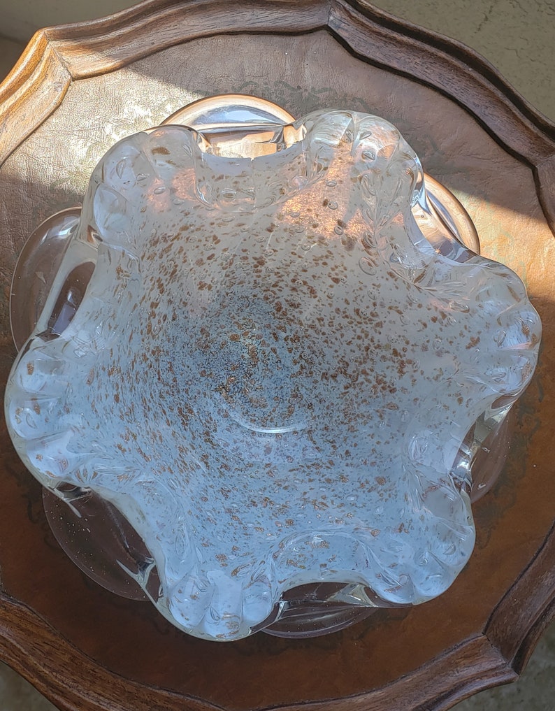 Vintage Murano glass bowl with gold shops flecks