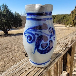 Blue Salt Glaze Stoneware Pitcher