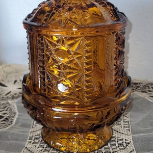 Fairy Lamp Amber Indiana Glass Candle Holder