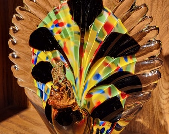 Vintage Alfredo Barbini Murano Glass Peacock: Venetian Art Glass