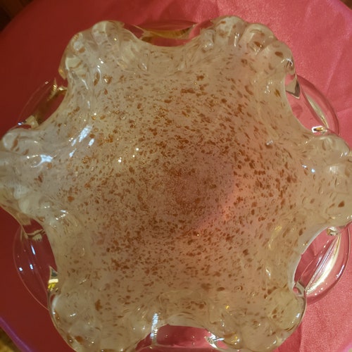 Vintage Murano glass bowl with gold shops flecks