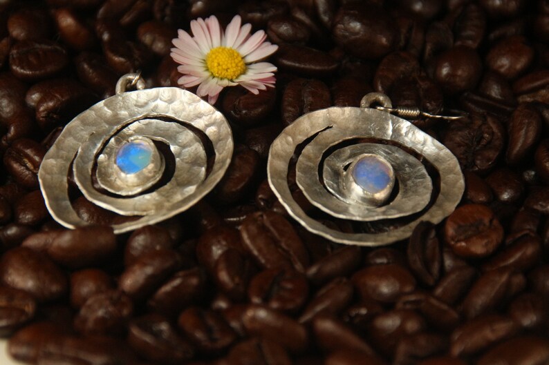 Australian Opal Spiral earrings made of pure silver