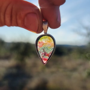 Colorful rare tourmaline in fine silver healing stone handmade boho hippie angel protection spiritual