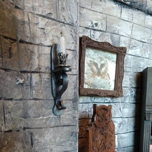 Dollhouse Miniature Gothic Medieval / Tudor Iron Candle Holder Wall Sconce 1:12, Artisan Crafted
